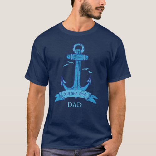 Nautical Old Sea Dog Vintage Weathered Anchor T_Shirt