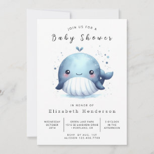 Nautical Online Whale Baby Shower Invitation