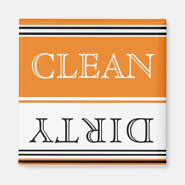 Nautical  Orange Dishwasher Dirty Clean Magnet (Front)