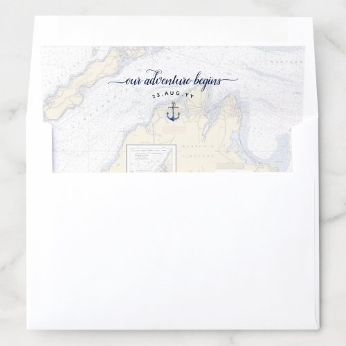 Nautical Our Adventure Begins  Marthas Vineyard Envelope Liner