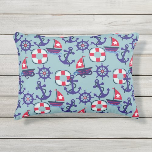 Nautical Outdoors  Anchors Aweigh Outdoor Pillow