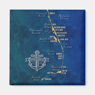 Nautical Outer Banks Map Magnet
