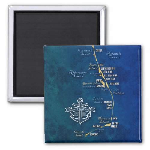 Nautical Outer Banks Map Magnet