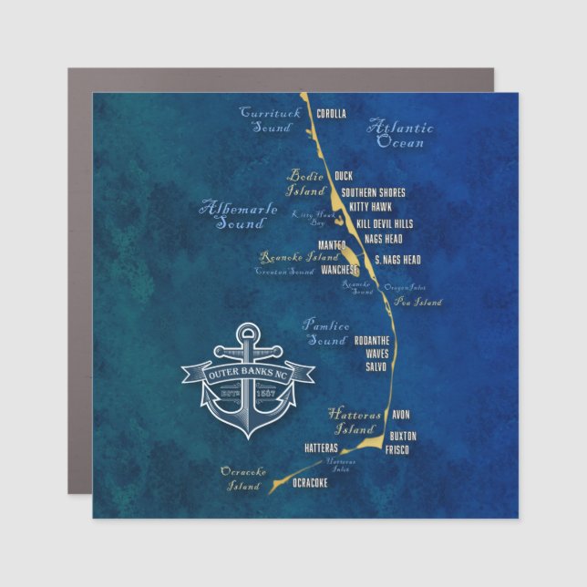 Nautical Outer Banks Map Magnet (Front)