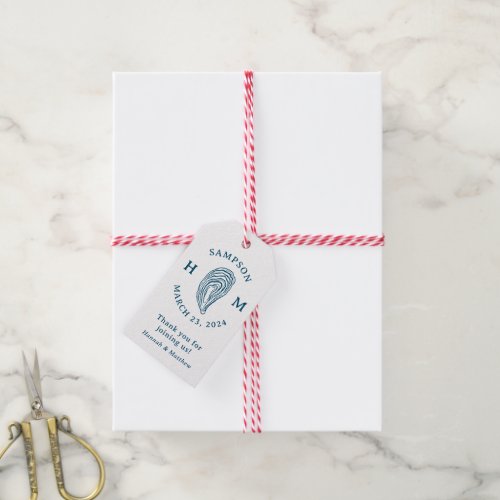 Nautical Oyster Shell Monogram Thank You Gift Tags