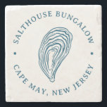 Nautical Oyster Shell with Name and Location Stone Coaster<br><div class="desc">Perfect for your beach vacation house or just to bring a little of that seaside vibe to your own home,  this stone coaster features easy to edit text surrounding an illustrated oyster shell.</div>