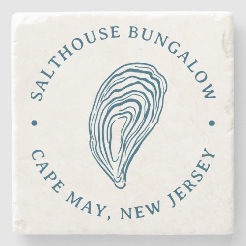 Nautical Oyster Shell with Name and Location Stone Coaster