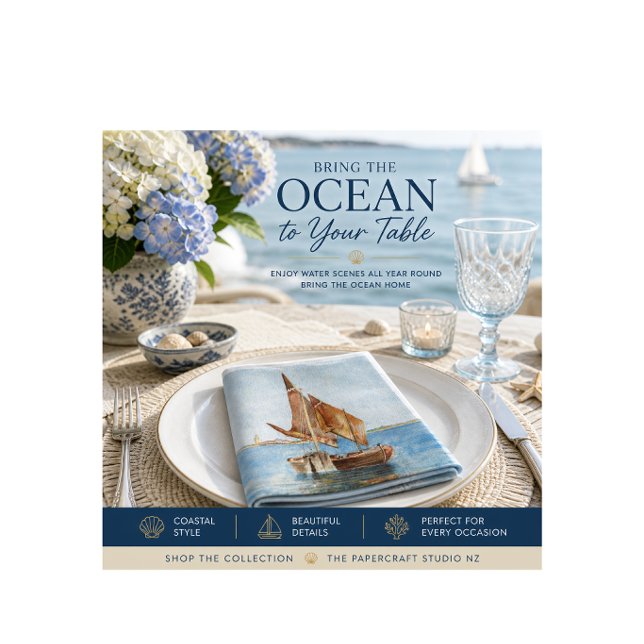 Nautical Paper Napkins | Sailboat Coastal (Coastal sailboat paper napkins styled for ocean-inspired dining and elegant waterfront tables.)