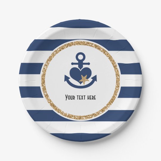 Nautical Paper PlatesNavy & Gold Paper Plate