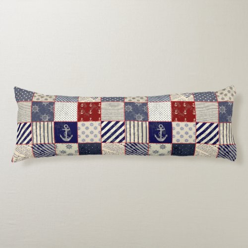 Nautical Patchwork Anchor Ships Wheel Body Pillow