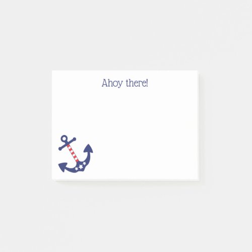 Nautical Patriotic Anchor Ahoy There 4 x 3 Post_it Notes