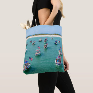 Nautical patriotic shopping tote bag