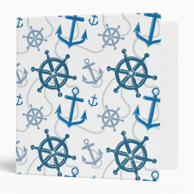 Nautical pattern 3 ring binder (Front/Inside)