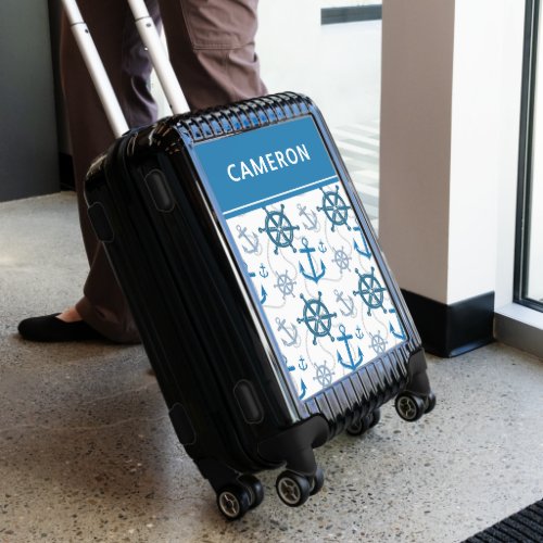Nautical pattern  Add Your Name Luggage