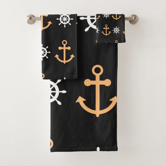 Nautical Pattern Bath Towel Set (Insitu)