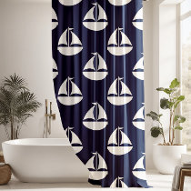 Nautical Pattern Blue White Sailboat Shower Curtain