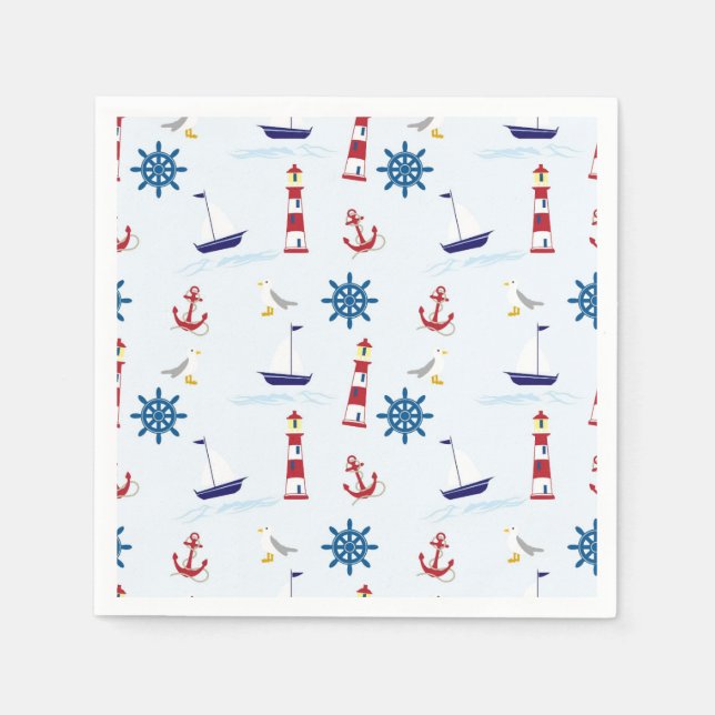 Nautical Pattern Boat Art Nautical Art Pattern Des Napkins (Front)