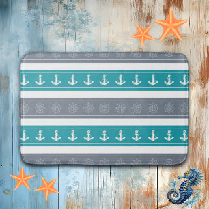 Nautical Pattern Boat Elements Bath Mat