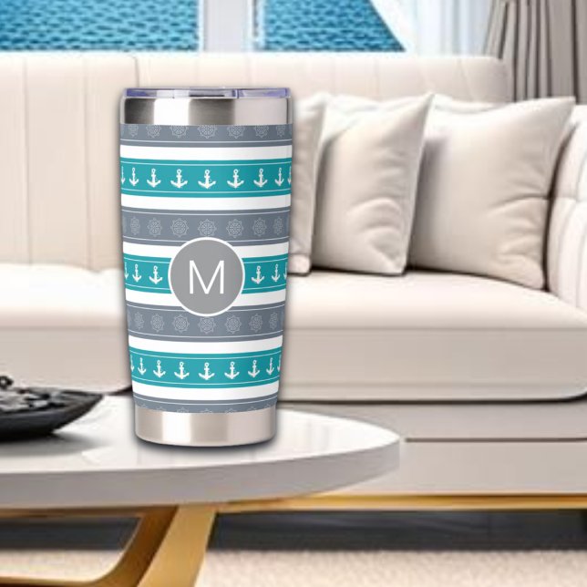 Nautical Pattern Boat Elements Insulated Tumbler (Creator Uploaded)