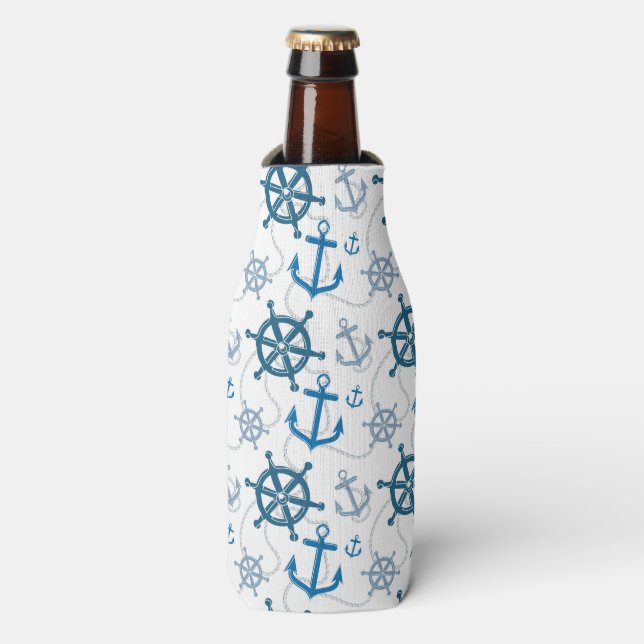 Nautical pattern bottle cooler (Bottle Front)