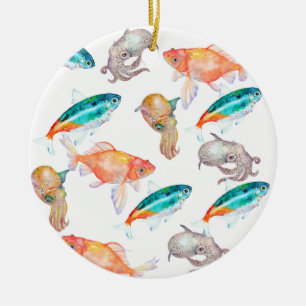 Nautical pattern ceramic ornament