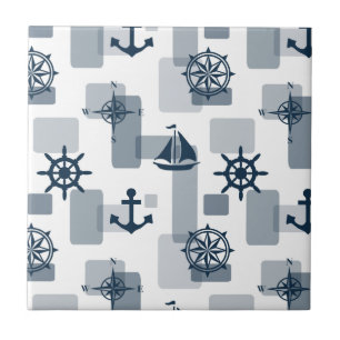 Nautical pattern ceramic tile