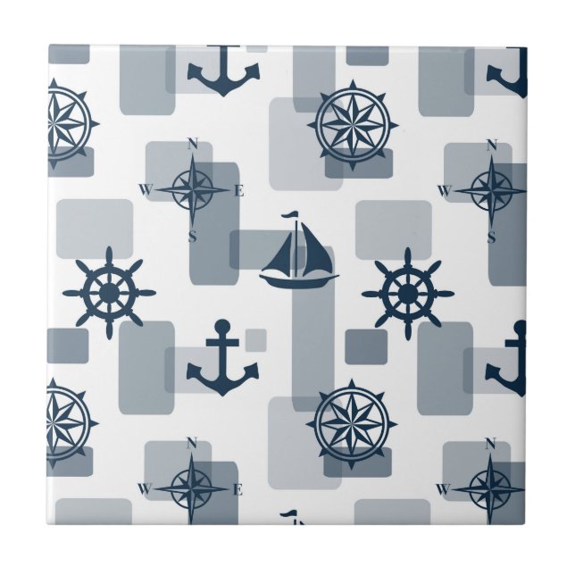 Nautical pattern ceramic tile (Front)