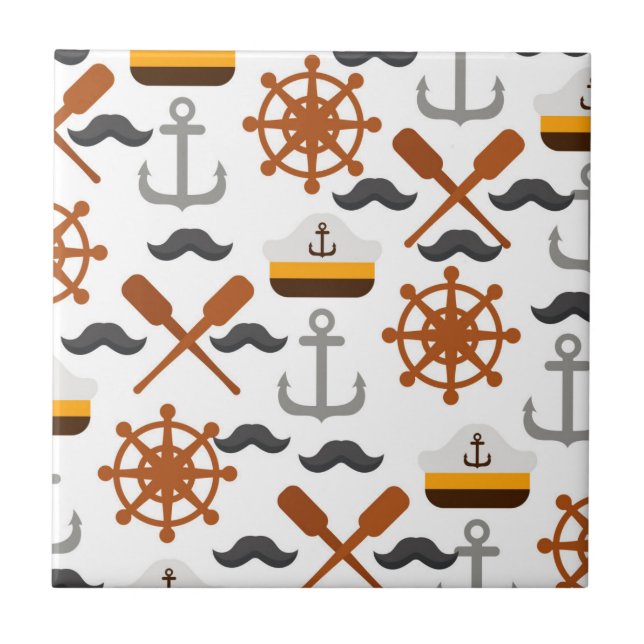 Nautical Pattern Ceramic Tile (Front)