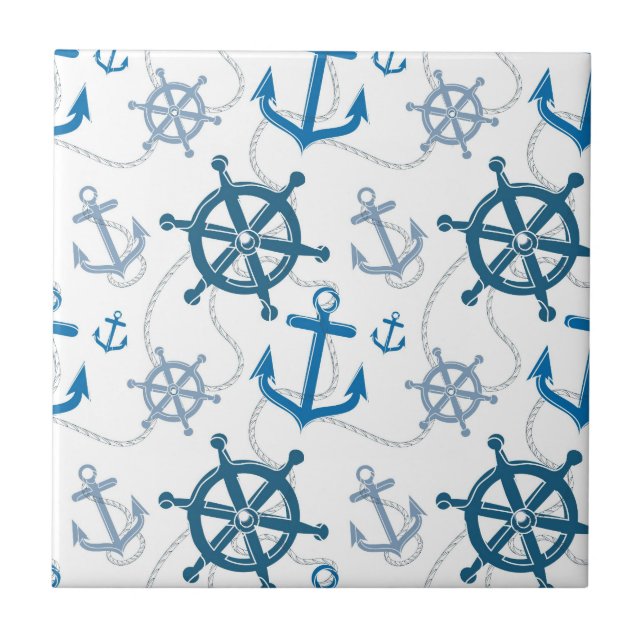Nautical pattern ceramic tile (Front)