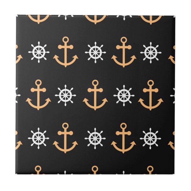 Nautical Pattern Ceramic Tile (Front)