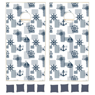 Nautical pattern cornhole set