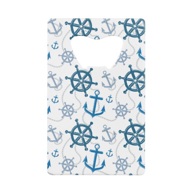 Nautical pattern credit card bottle opener (Front)