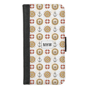 Nautical Pattern custom monogram phone wallets