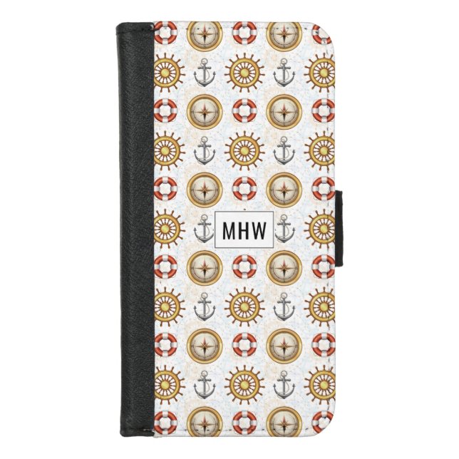 Nautical Pattern custom monogram phone wallets (Front)
