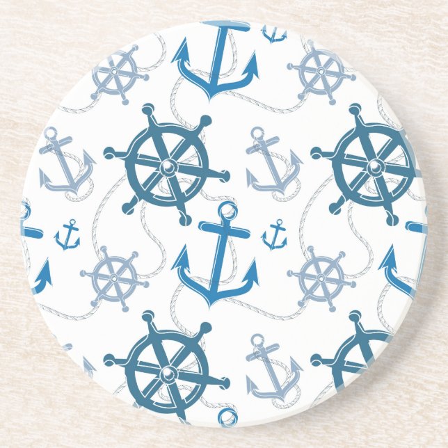 Nautical pattern drink coaster (Front)