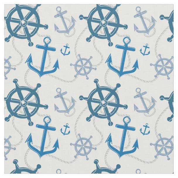 Red Anchor Nautical Pattern Print Floor Mat