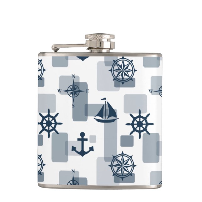 Nautical pattern flask (Front)