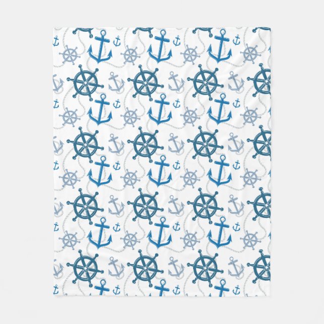 Nautical pattern fleece blanket (Front)