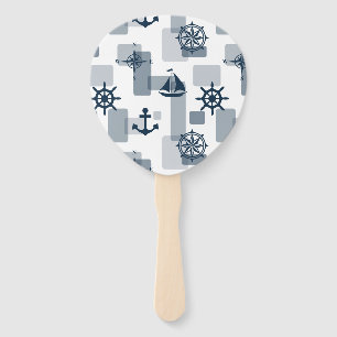 Nautical pattern hand fan