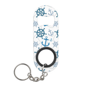 Nautical pattern keychain bottle opener