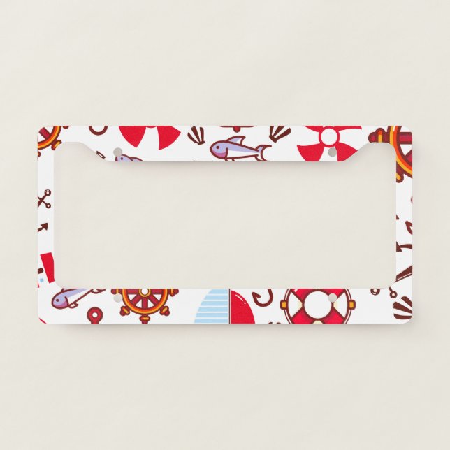 Nautical Pattern License Plate Frame (Front)