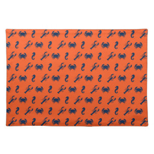 Nautical pattern lobster crab seahorse cloth placemat