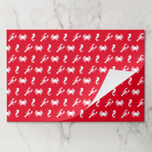 Nautical pattern lobster crab seahorse placemat