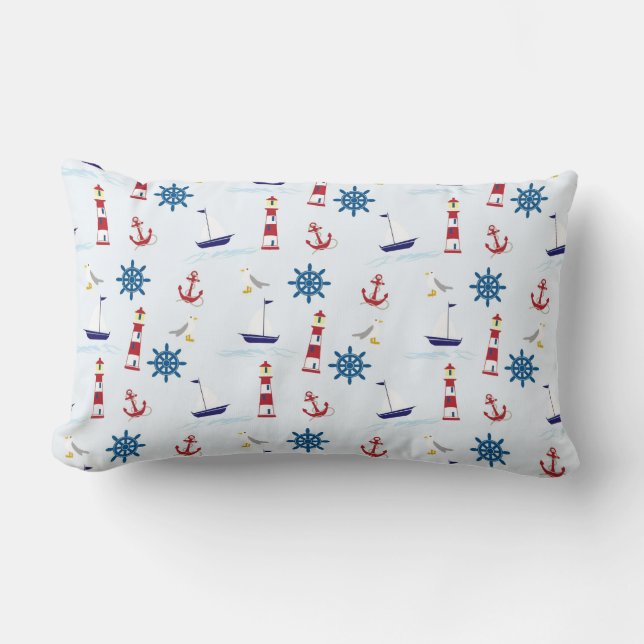 Nautical Pattern Lumbar Pillow (Front)