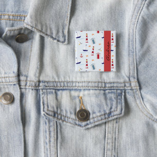 Nautical Pattern, Marine Pattern, Your Name Button