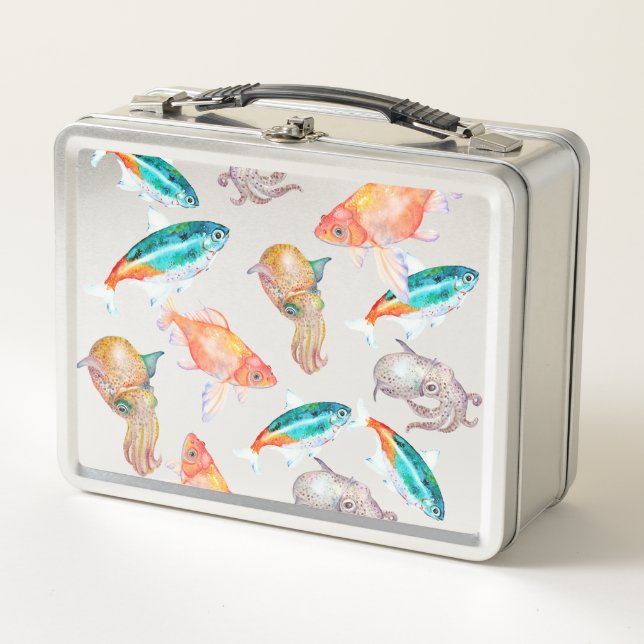 Nautical pattern metal lunch box (Front)