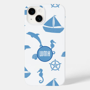 Nautical Pattern Monogram  Case-Mate iPhone 14 Case