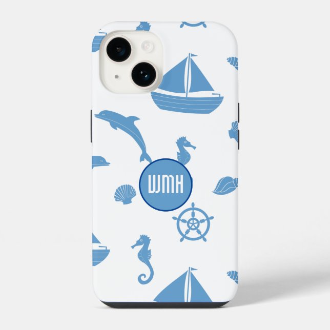 Nautical Pattern Monogram  Iphone Case (Back)