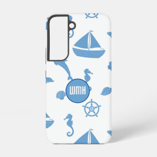 Nautical Pattern Monogram Samsung Galaxy S22 Case