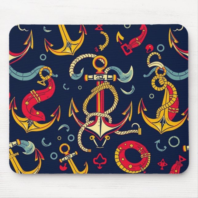 Nautical Pattern Mouse Pad (Front)